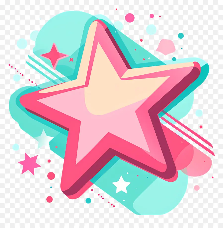 Pink Star，Contorno Blanco PNG