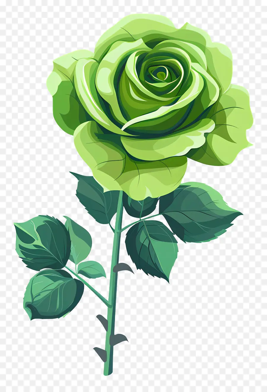 Verde Rosa，Flor única PNG