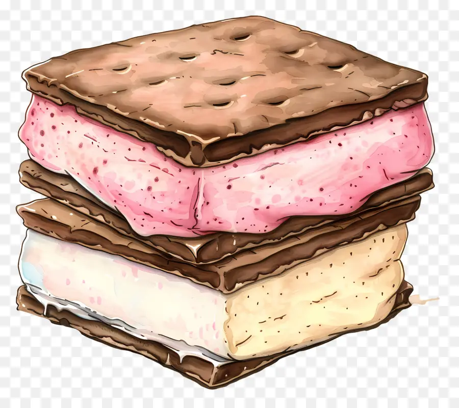 Sandwich De Helado，Glaseado Rosa PNG