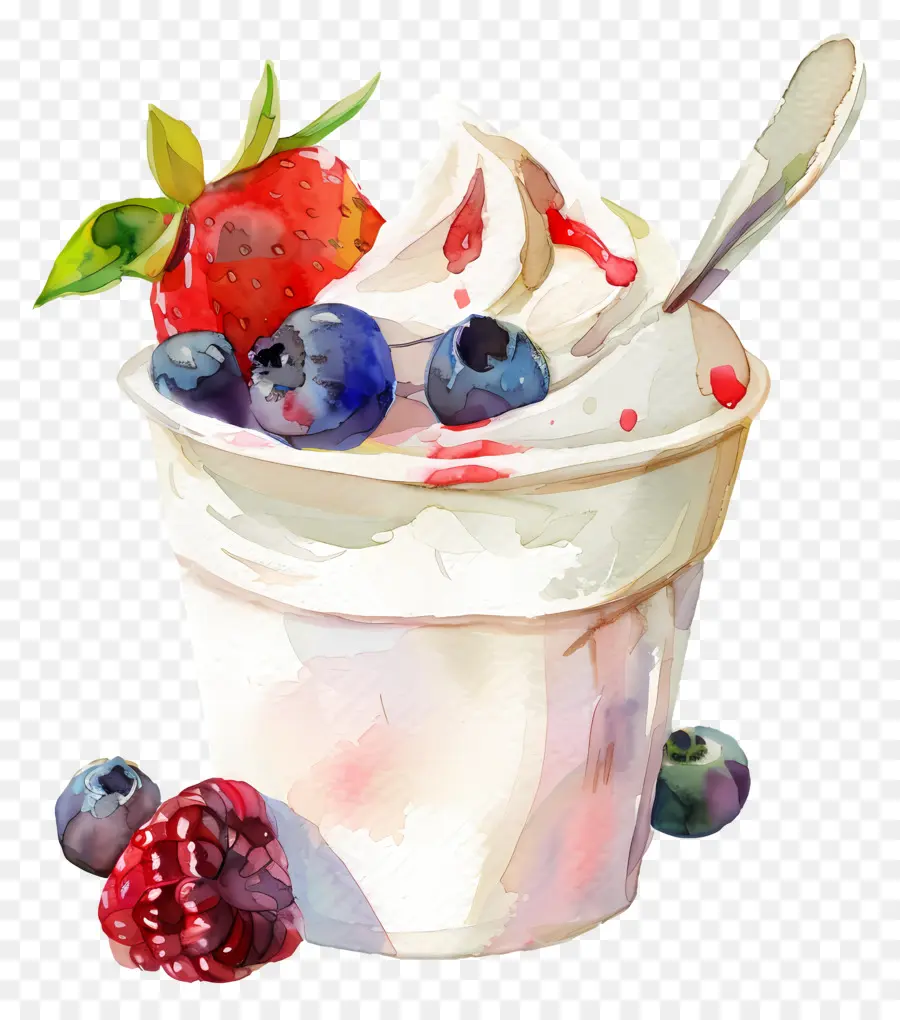 Copa De Yogurt，Pintura A La Acuarela PNG