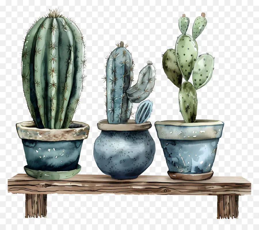 Cactus En Maceta，Pintura A La Acuarela PNG