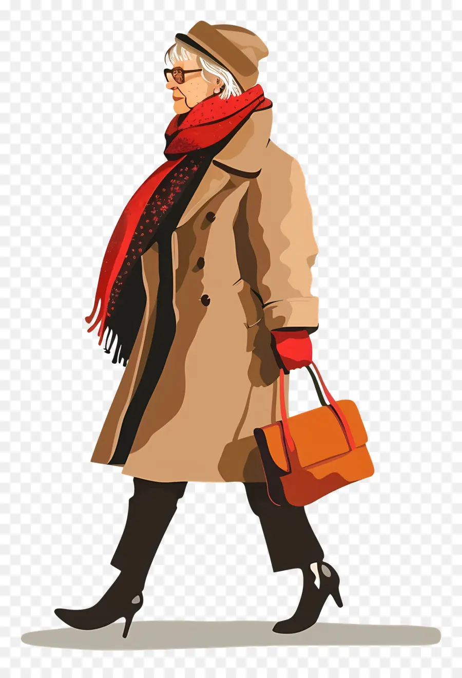 Anciana Caminando，Moda Femenina PNG