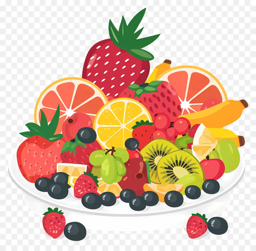 Plato De Fruta，Surtido De Frutas PNG