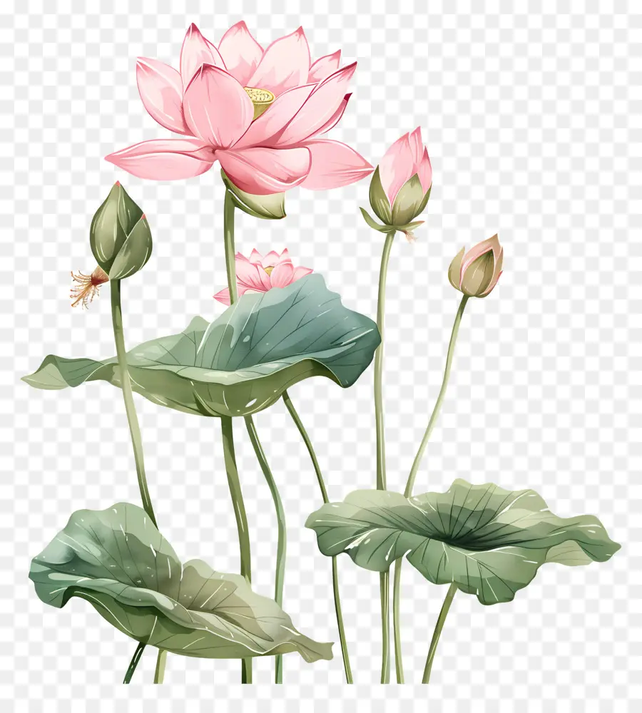 Las Flores De Loto，Loto De Color Rosa PNG