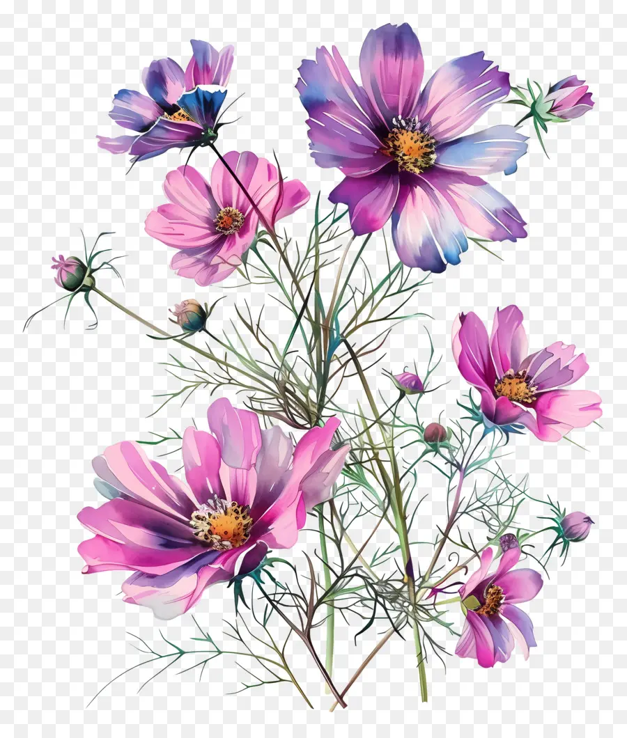 Cosmos Flor，Flores De Color Rosa PNG