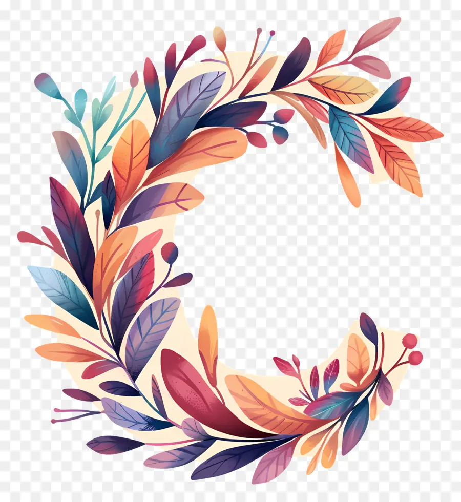 Carta C，Floral Carta PNG