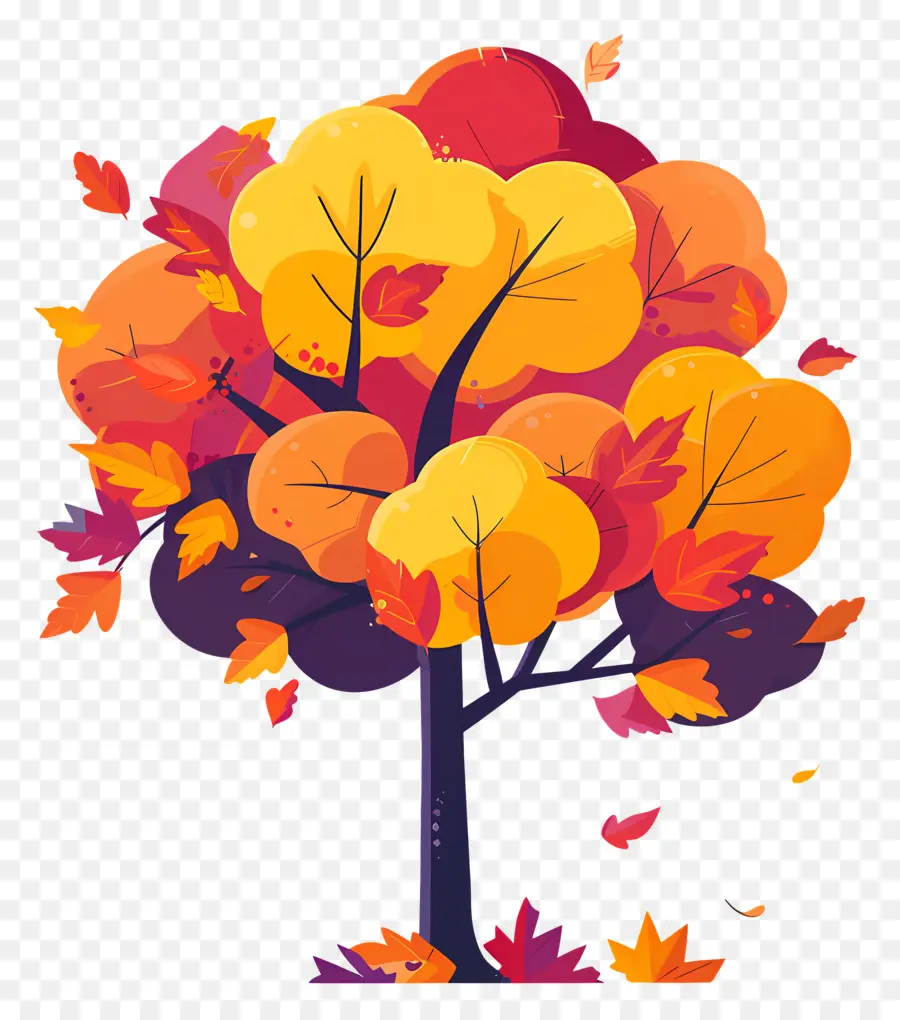 árbol De Otoño，Hojas De Colores PNG