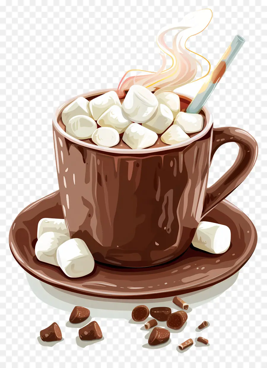 Chocolate Caliente，Malvaviscos PNG