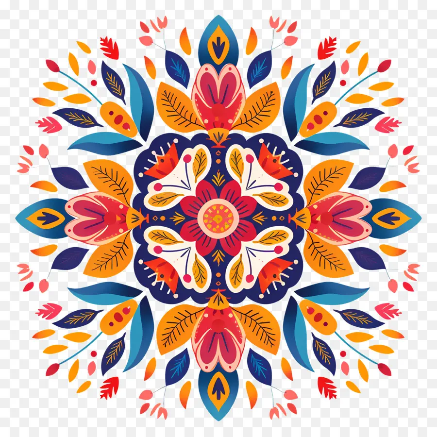 Rangoli Floral，Diseño Floral PNG