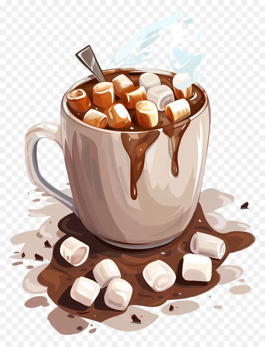 Chocolate Caliente，Malvaviscos PNG