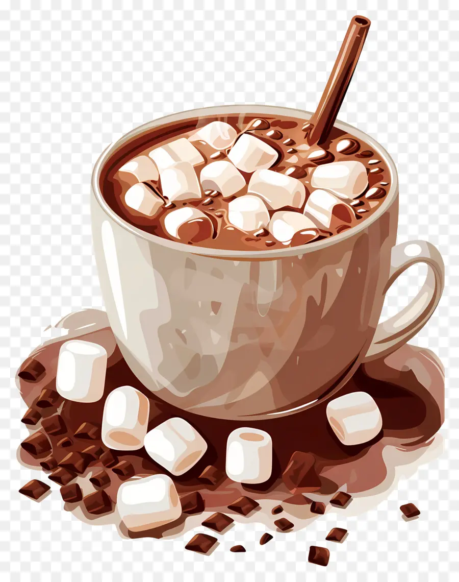 Chocolate Caliente，Malvaviscos PNG