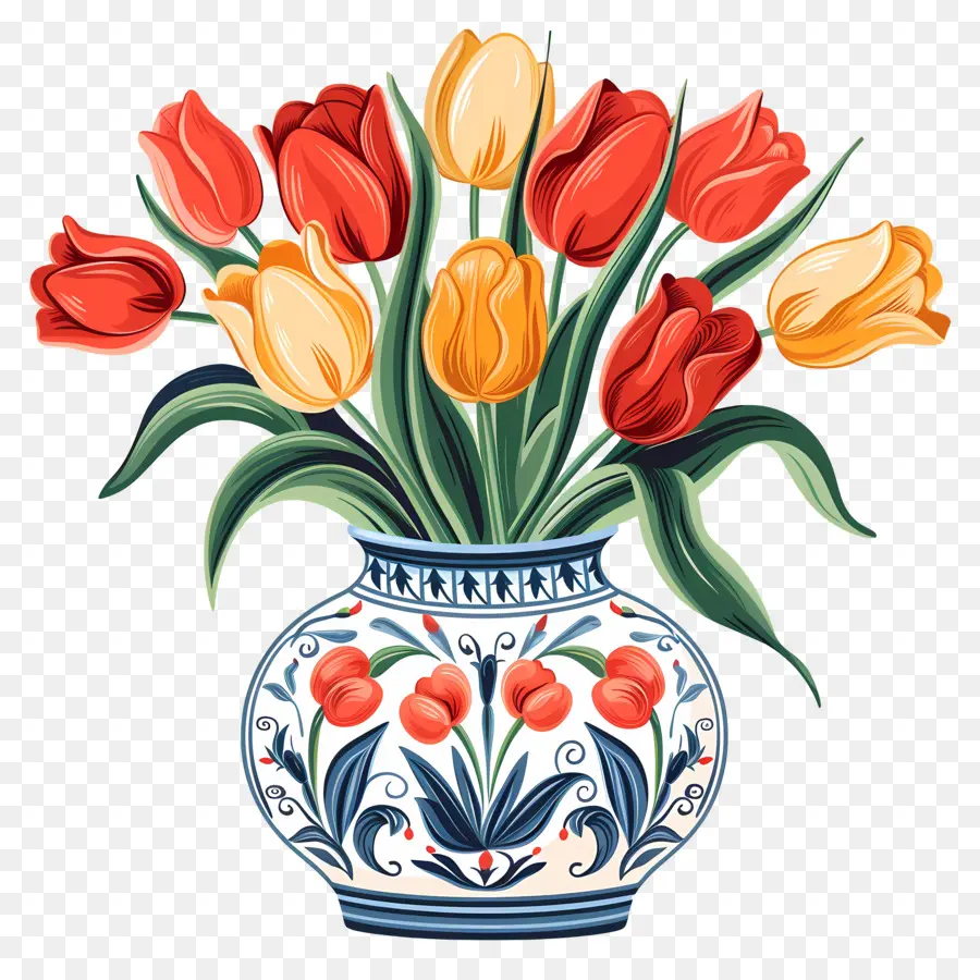 Florero Con Tulipanes，Los Tulipanes PNG