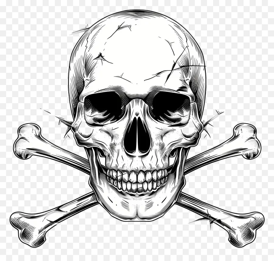 Cruzando Bones Calavera，Cráneo Y Bandera Pirata PNG