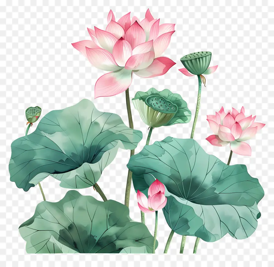 Las Flores De Loto，Flores De Loto Rosa PNG