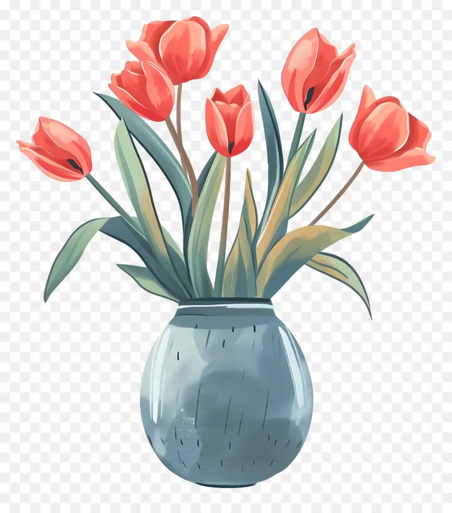 Florero Con Tulipanes，Tulipanes Rosados PNG