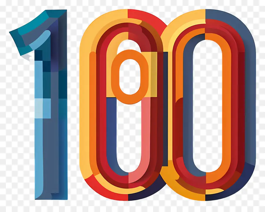 Número 100，Ilustración 3d PNG