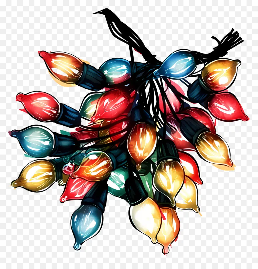 Luces De Navidad，Bombillas Multicolores PNG