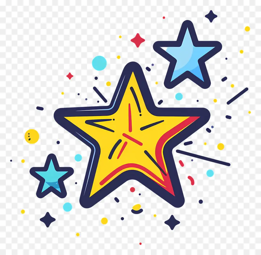 Doodle Estrellas，Estrellas Multicolores PNG