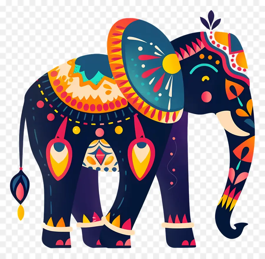 Elefante Decorado，Dibujos Animados Elefante PNG