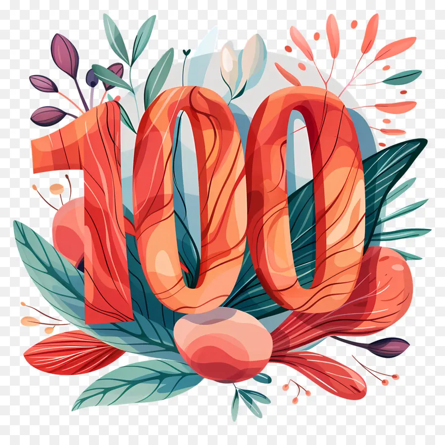 Número 100，Rojo PNG