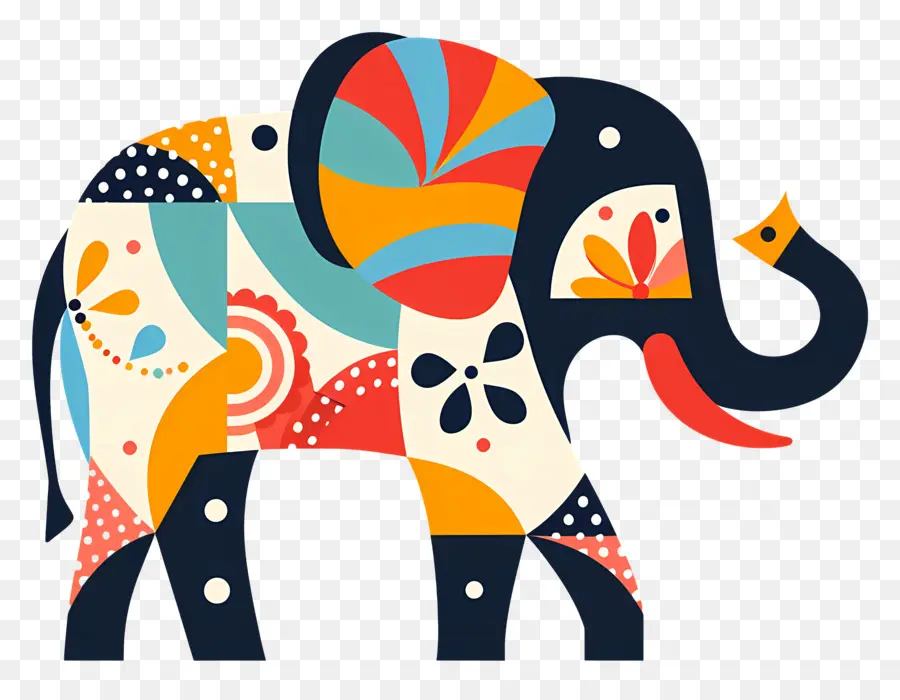 Elefante Decorado，Elefante Colorido PNG