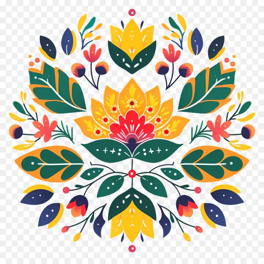 Rangoli Floral，Diseño Floral PNG