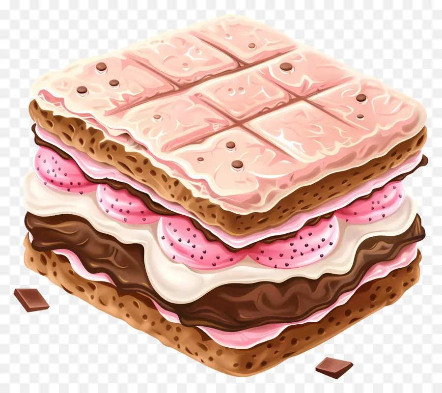 Sandwich De Helado，Pastel De Chocolate Rosa PNG