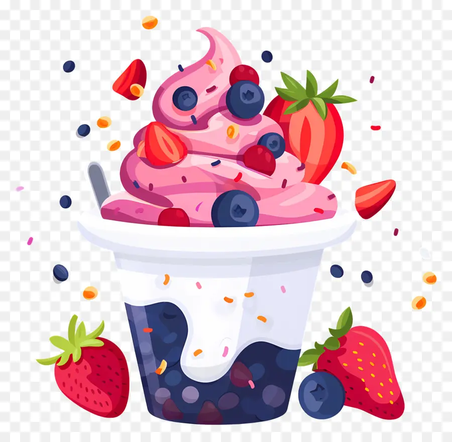 Helado De Yogur，Helados De Fruta PNG