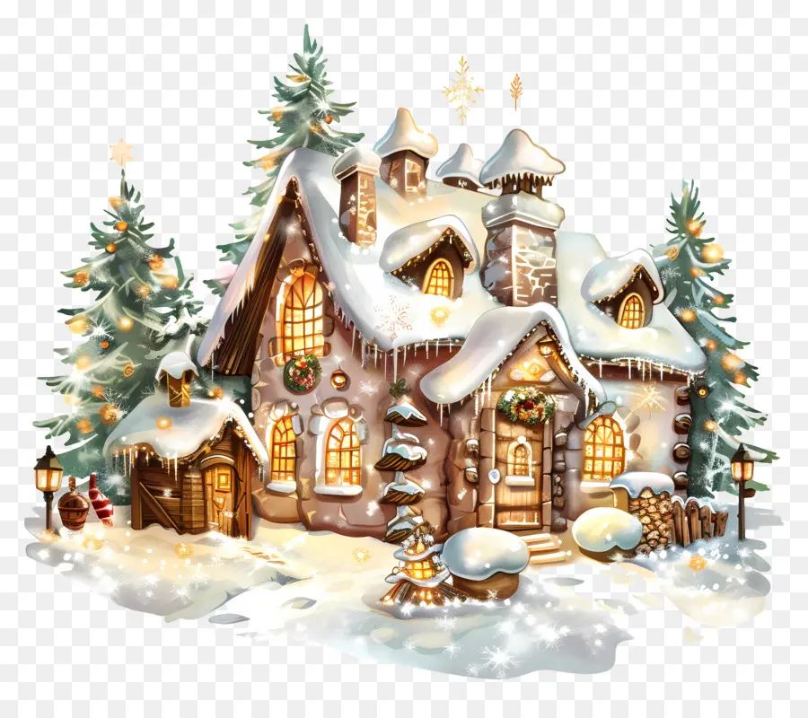 Casa De Invierno De Navidad，Cabaña De Invierno PNG