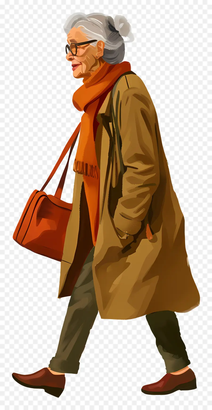 Anciana Caminando，Mujer PNG