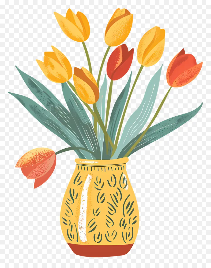 Florero Con Tulipanes，Los Tulipanes PNG