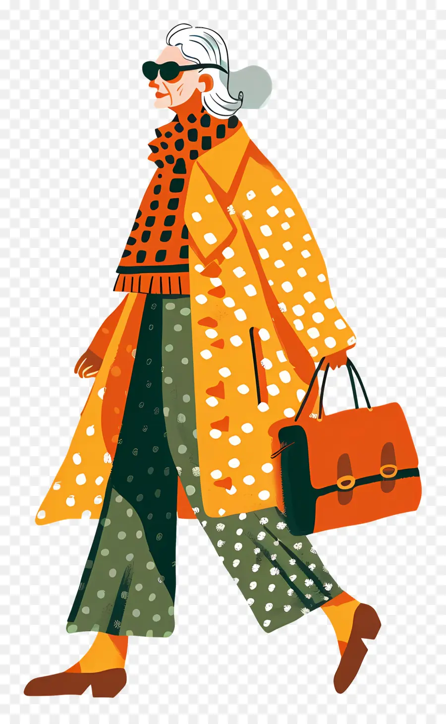 Anciana Caminando，Moda Femenina PNG