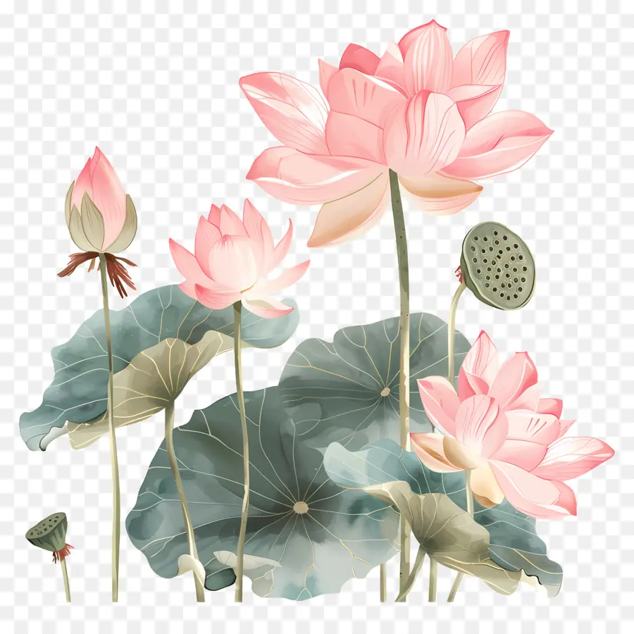 Las Flores De Loto，Flores De Loto Rosa PNG