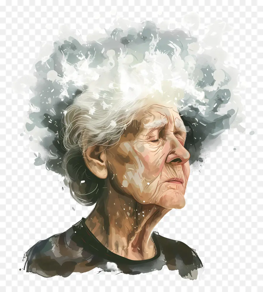 Anciana，Preocupado Mujer PNG