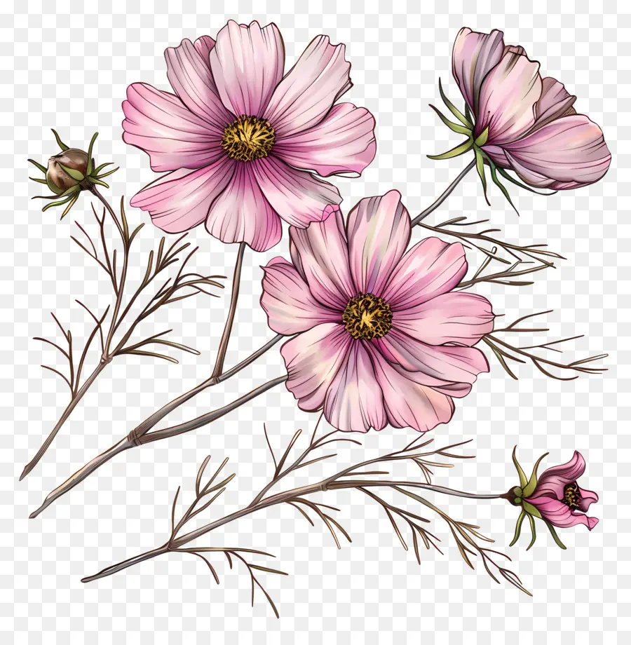 Cosmos Flor，Flores De Color Rosa PNG