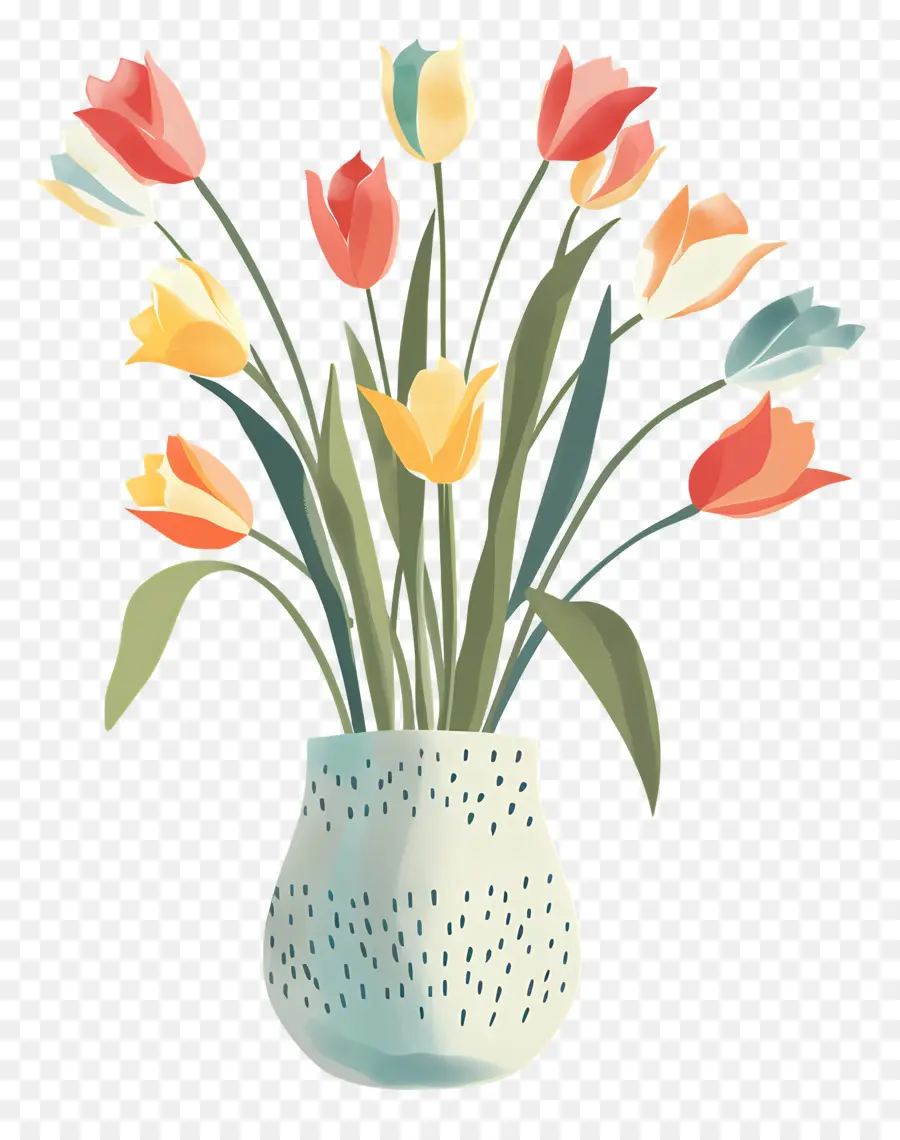 Florero Con Tulipanes，Los Tulipanes PNG