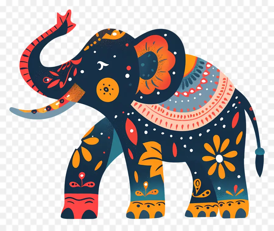 Elefante Decorado，Elefante Adornado PNG