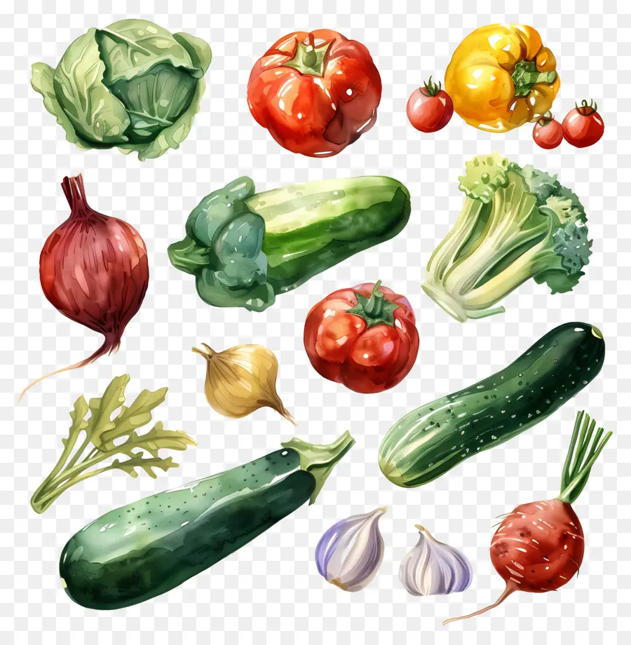 Verduras，Pintura A La Acuarela PNG