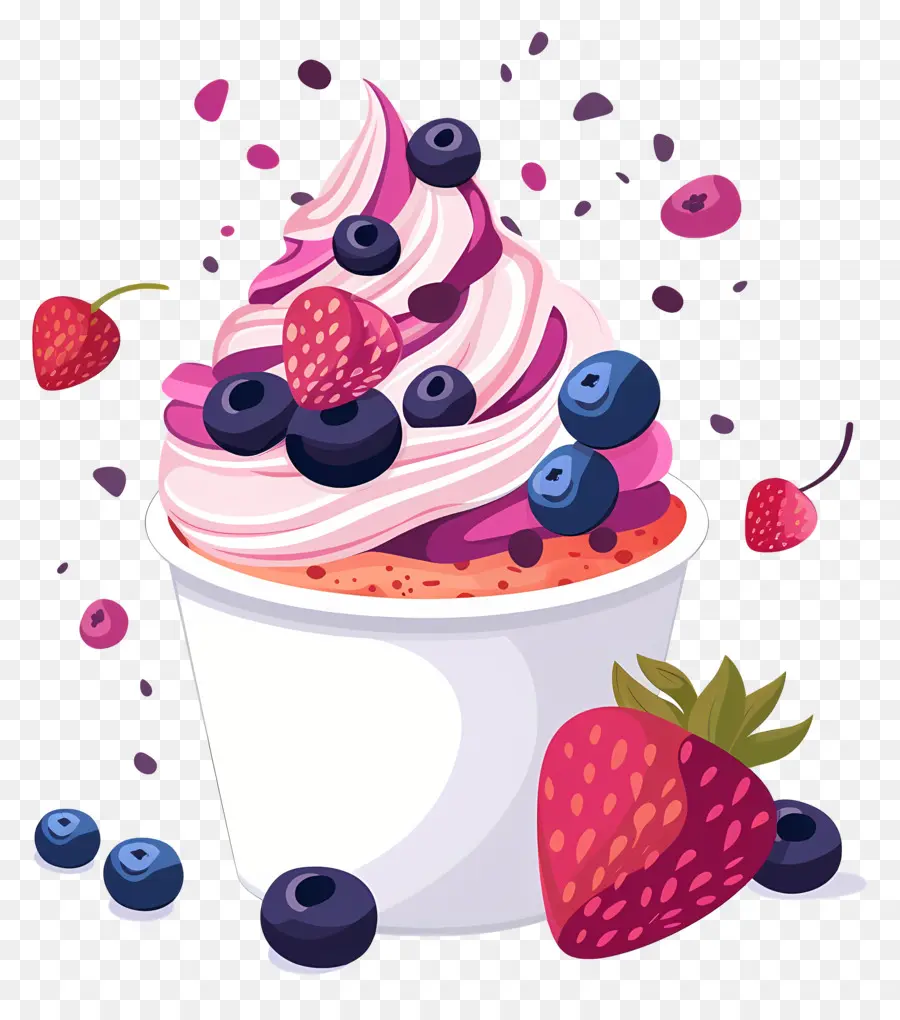 Helado De Yogur，Helado De Fresa PNG