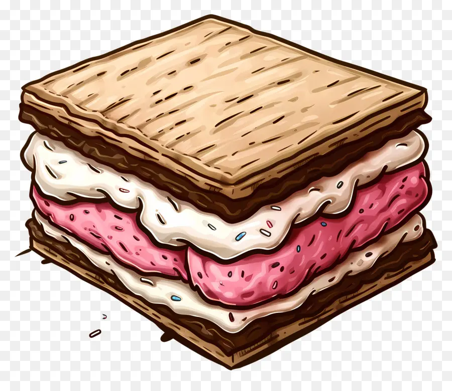 Sandwich De Helado，Glaseado Rosa PNG