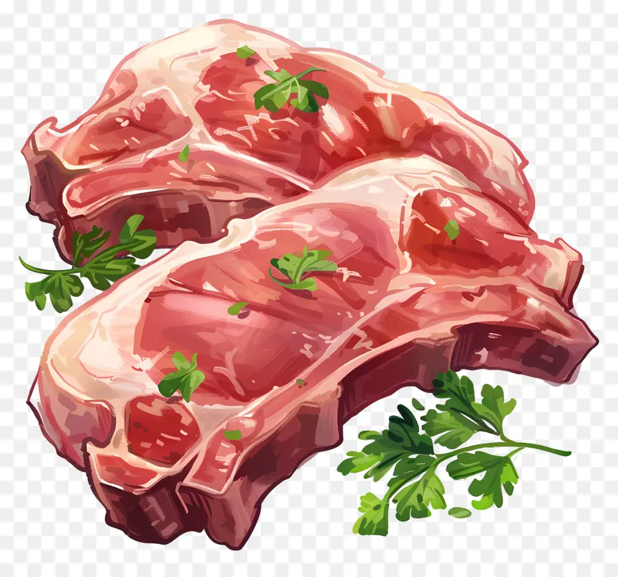 Chuletas De Cerdo，La Carne Cruda PNG