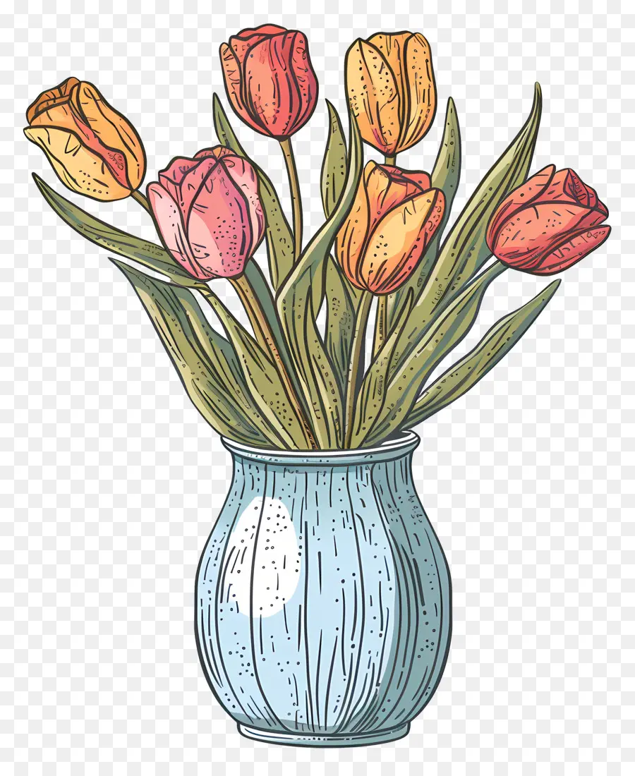 Florero Con Tulipanes，Los Tulipanes PNG