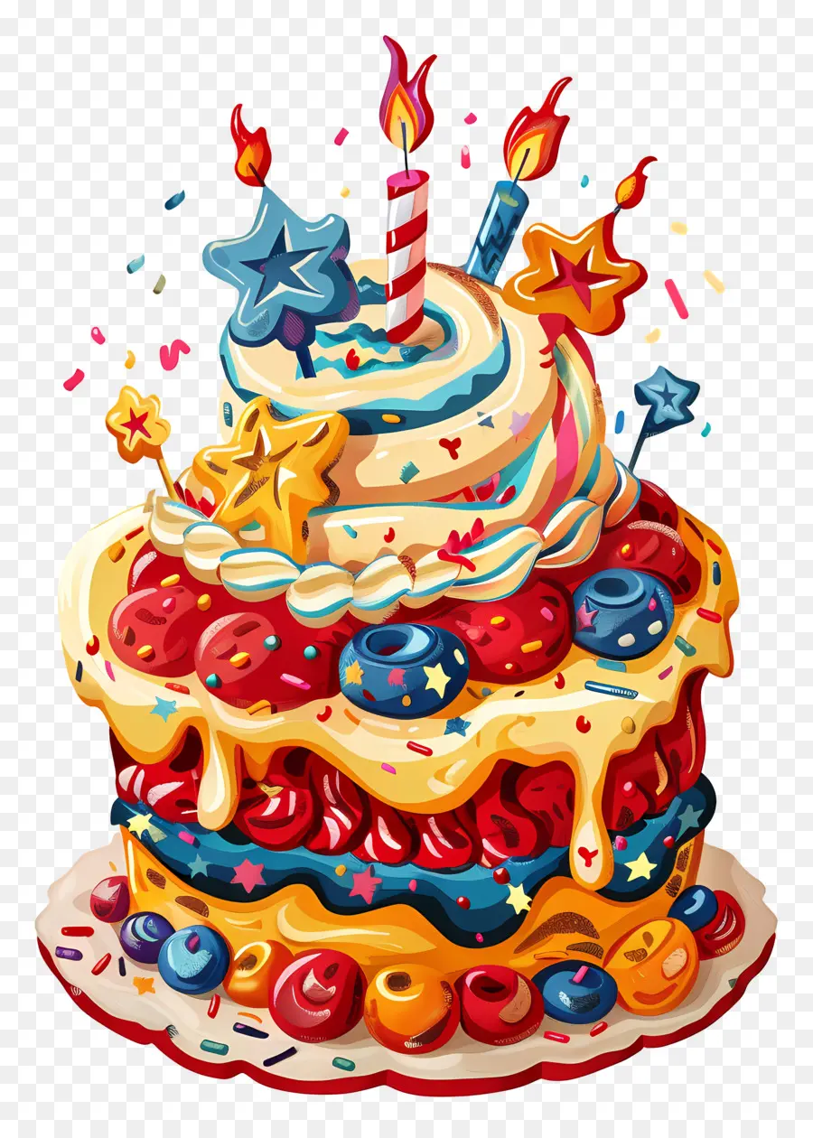 Pastel De Cumpleaños，Glaseado Colorido PNG