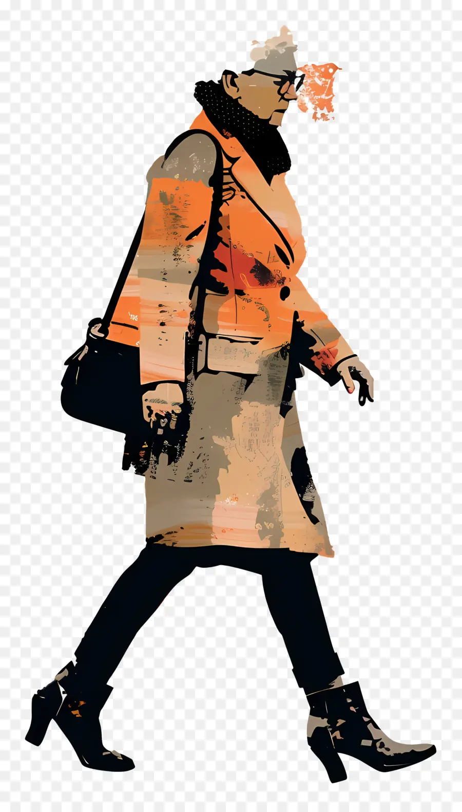 Anciana Caminando，Mujer PNG