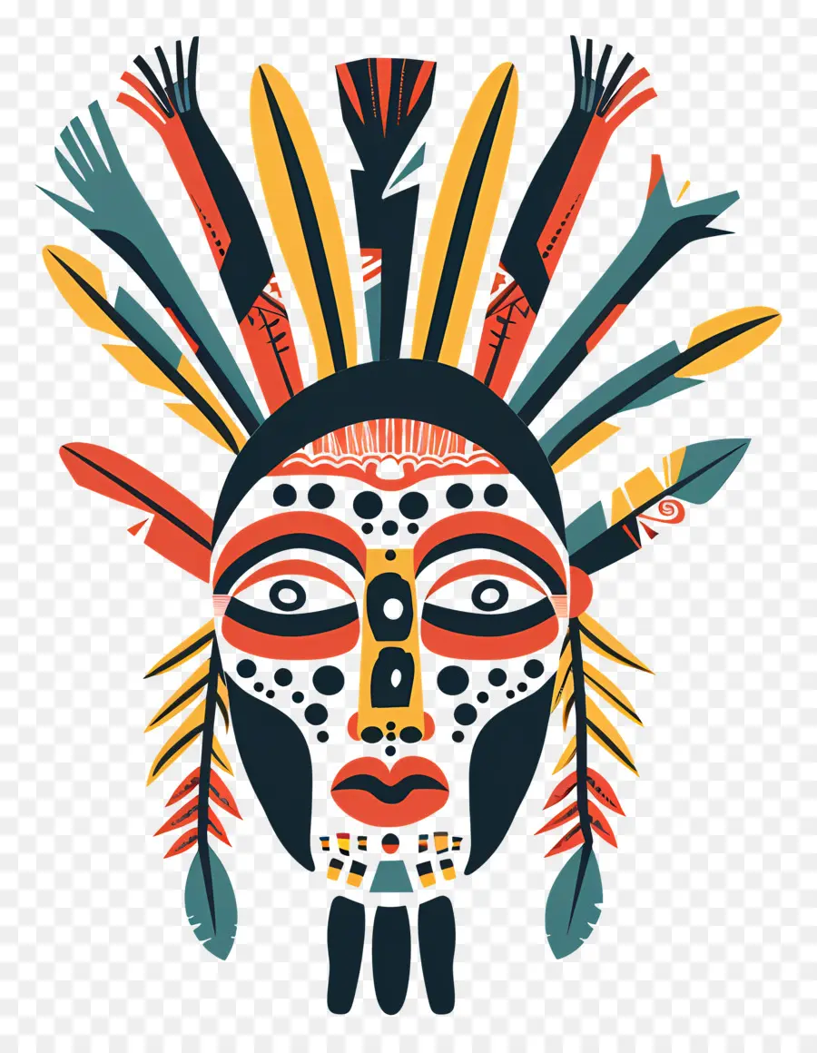 Máscara Tribal，Plumas PNG