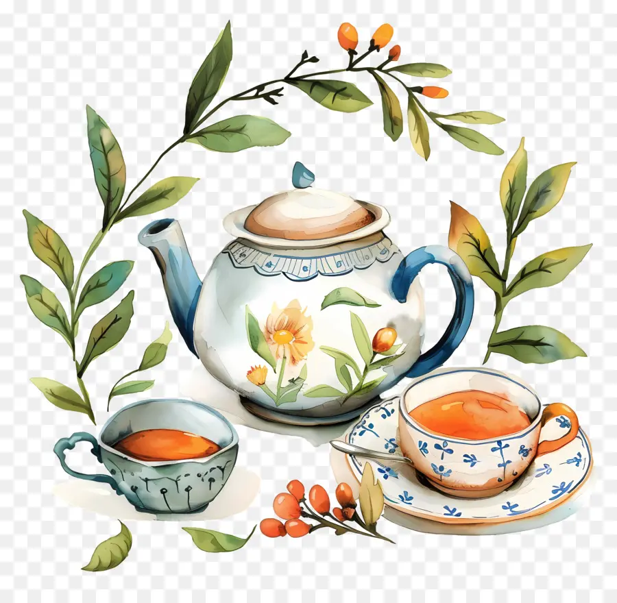 Té，Pintura A La Acuarela PNG