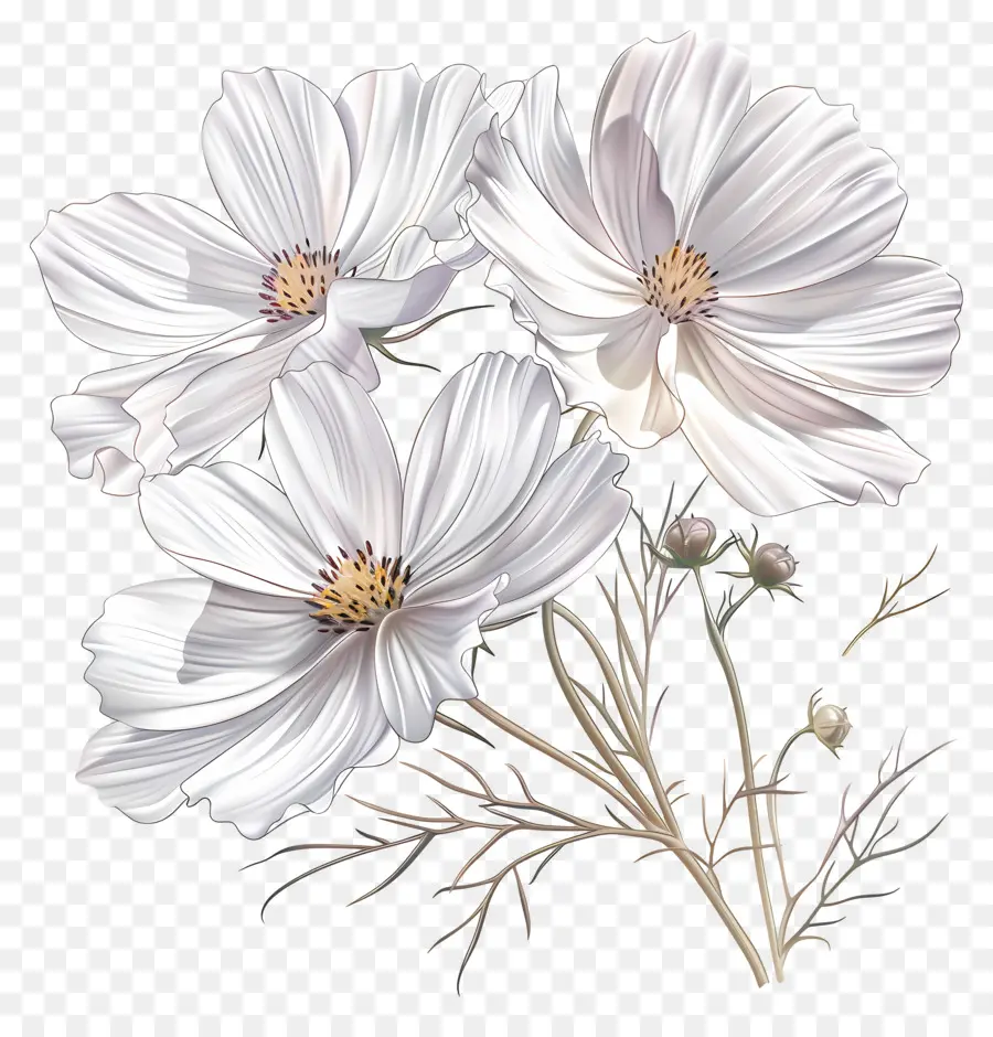 Cosmos Flor，Flores Blancas PNG