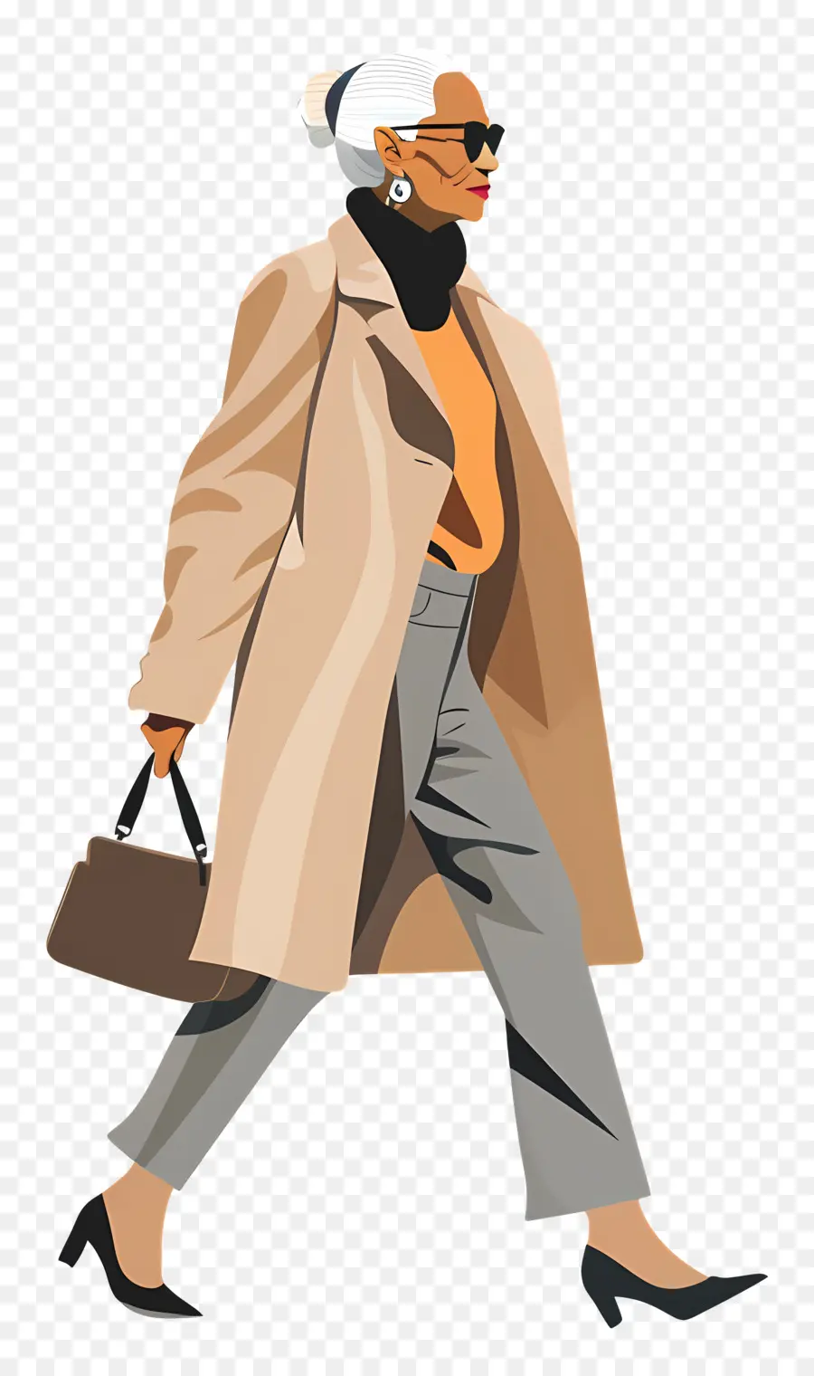 Anciana Caminando，La Moda PNG