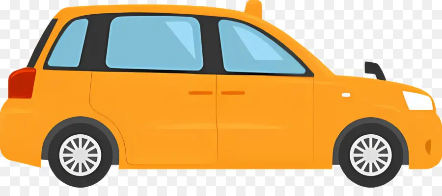 Dibujos Animados De Coches，Coche Compacto Amarillo PNG