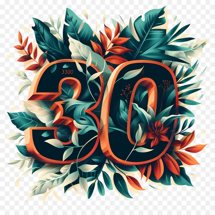 Número 30，Arreglo Floral PNG